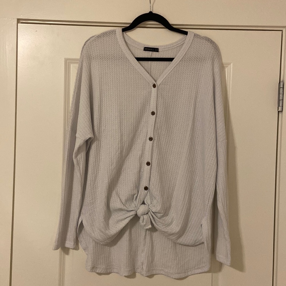 Knit tie front sweater